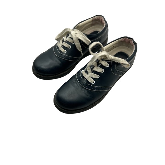 ACADEMIE GEAR Cheer School Saddle Shoes Size 7M Blue Leather - Picture 1 of 5